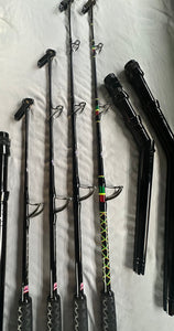 80 class FUJI Stubbie Rods Black and Rasta Wrap